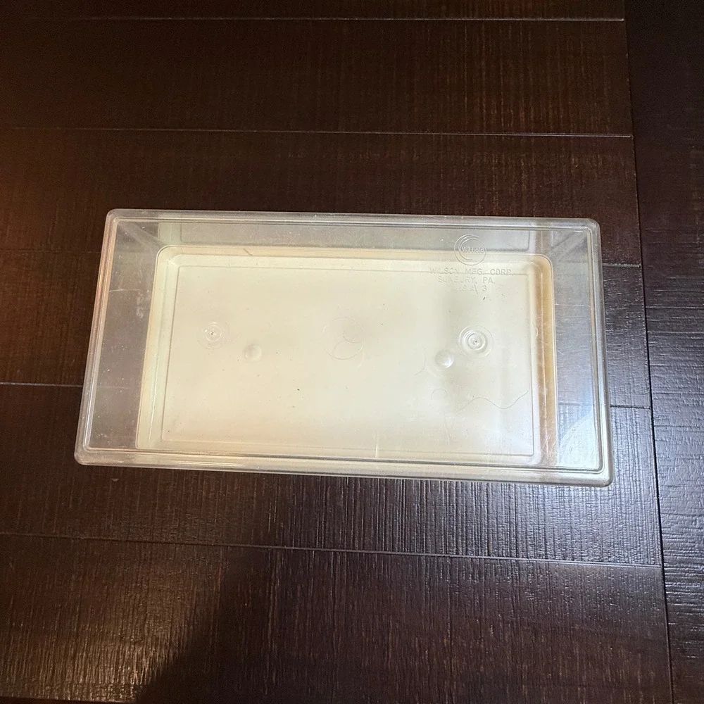Vintage Wil-Hold Plastic Sewing Storage Box Clear Cream Embossed Lid USA Wilson